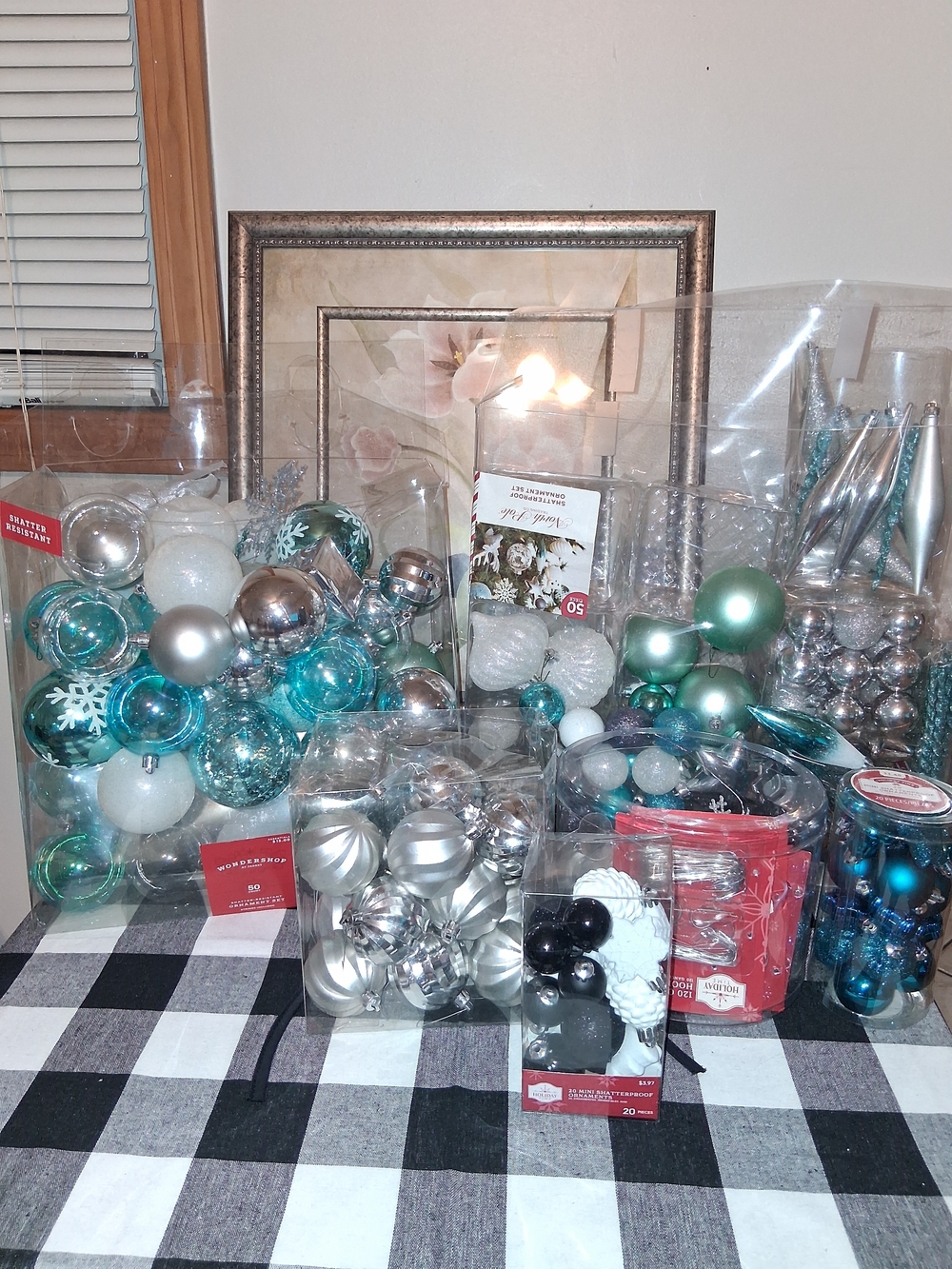Holiday Time Teal, Silver & White Assorted Ornament Set